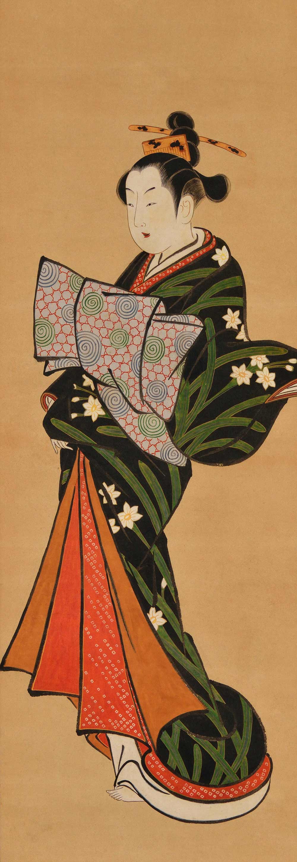 鳥居派《美人立姿図》