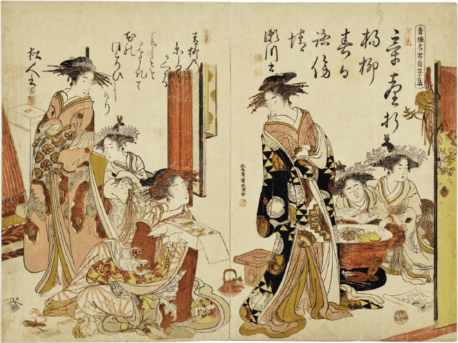 北尾政演(山東京伝) 画/版元:蔦屋重三郎(耕書堂)「青楼名君自筆集の内瀬川の図」